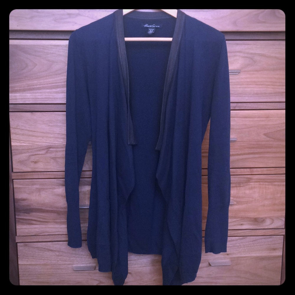 Kenneth Cole Navy Drape Cardigan w/Trim
